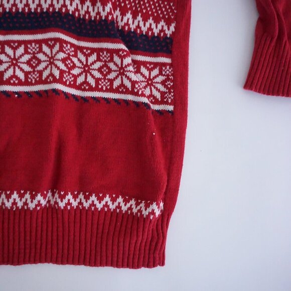 Dockers Red White Polar Bear Winter Cotton Chunky Knit Crewneck Sweater Large - Picture 5 of 10